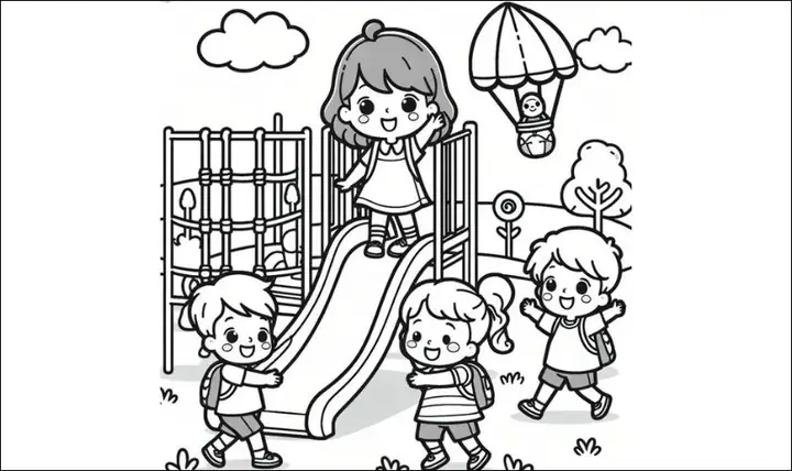 Tranh tô màu ngày Quốc tế Thiếu nhi 1/6 về bạn bè